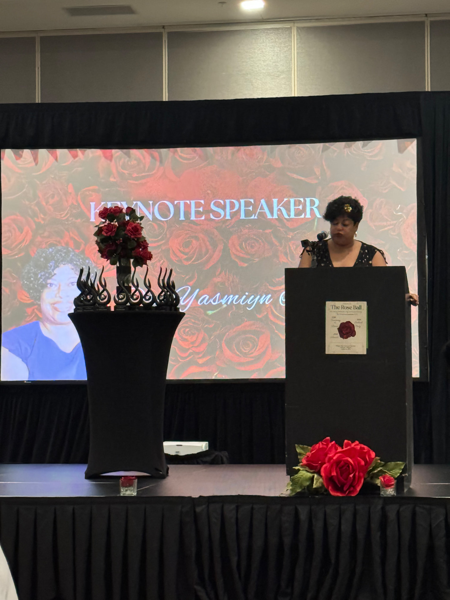Keynote speaker Dr. Yasmiyn Irizarry addressing guests at The Rose Ball